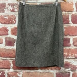 VTG Talbots Skirt Women's 10 Black White Silk Wool Blend Career Work Zip Up